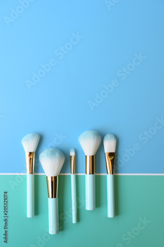 Set of makeup brushes for background