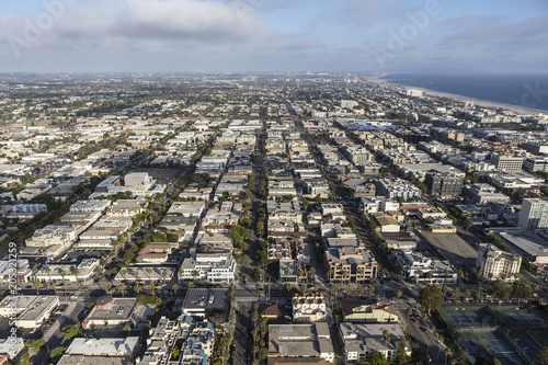 Aerial view of Santa Monica near Los Angeles, California.