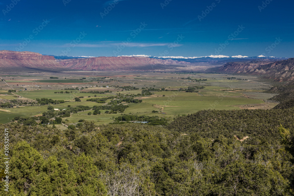 APRIL 27, 2017 - PARADOX COLORADO - Panoramic View of Paradox Valley in Montrose, Colorado the Dolores River, on State Road 90 near the Utah border