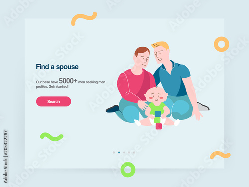 Web design template vector with gay family dating and relationships
