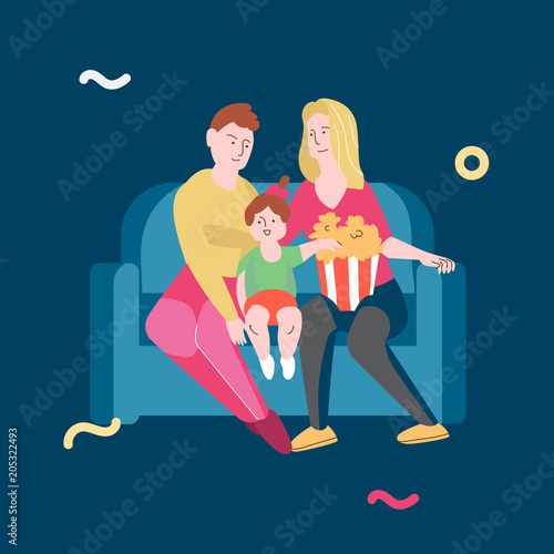 Illustration template vector with happy same-sex lesbian family with child