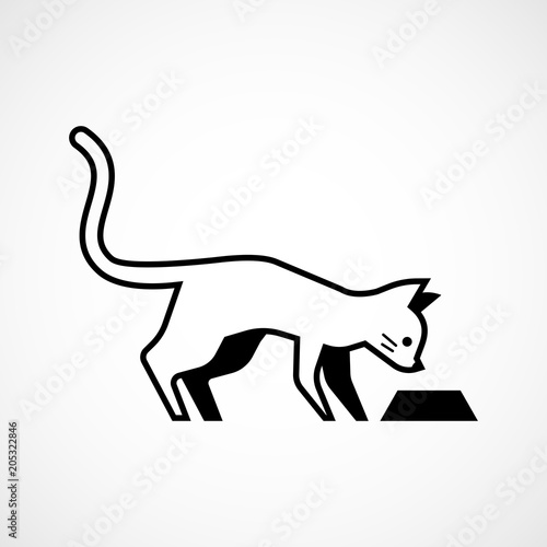 White cat and bowl icon