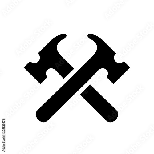 Renovation Logo Design, Black Hammer Tool Silhouette Icon, Repair Logo Concept