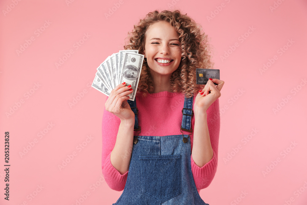 Close up portrait of happy young girl with curly hair Close up portrait of happy young girl with curly hair
