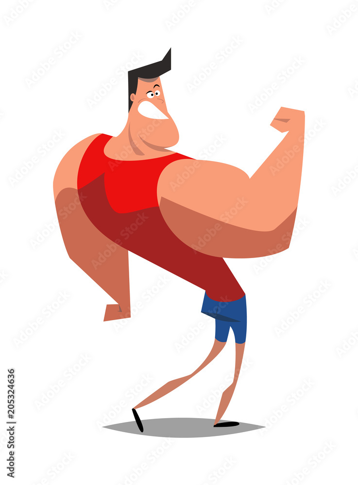 Athlete strong man  cartoon  flat  illustration. Stock Vector | Adobe Stock