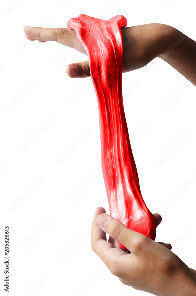 Slime elastic and viscous on child's hand