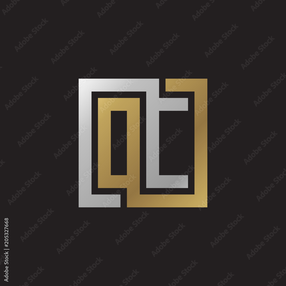 Initial letter OC, looping line, square shape logo, silver gold color on black background Initial letter OC, looping line, square shape logo, silver gold color on black background