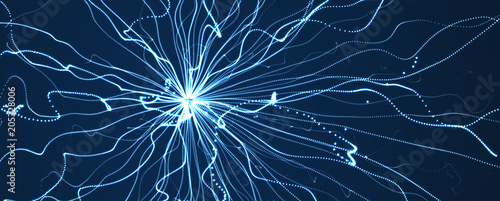 Abstract science or technology background. Array with dynamic particles. Vector illustration.