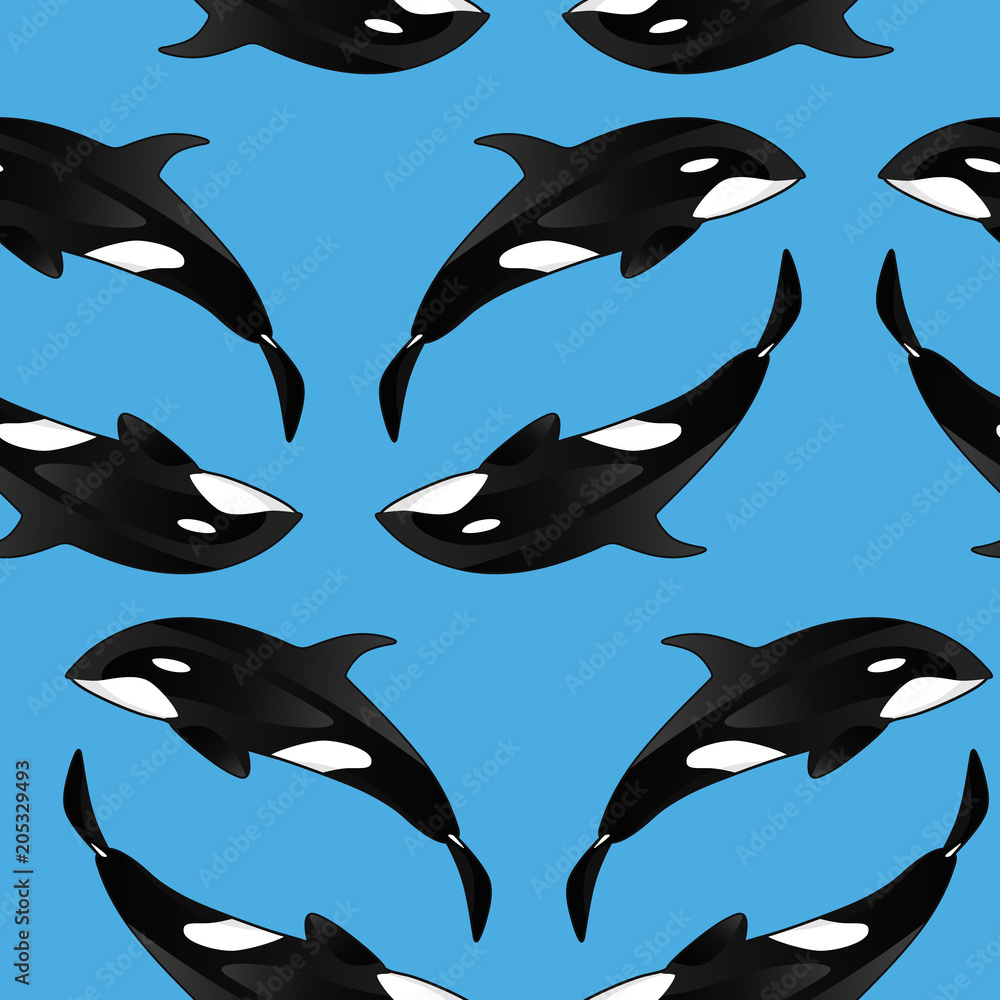 Seamless texture with Killer whales. Repeating background. Tile pattern ...
