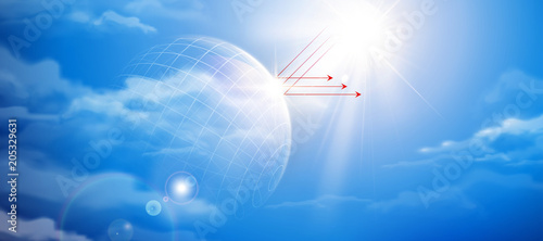 Blue sky with sun reflection symbol