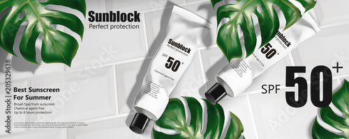 Sunblock tube ads