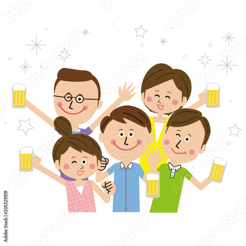 ポップな5人　上半身　男女 飲み会