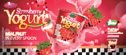 Strawberry creamy yogurt