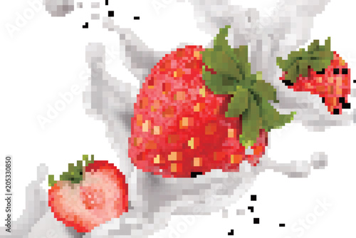 Splashing strawberry yogurt