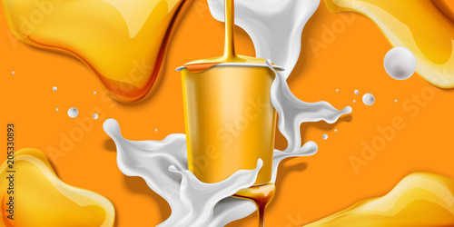 Splashing honey yogurt