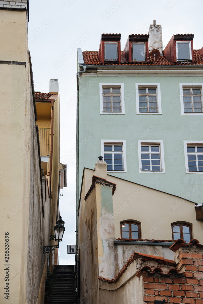 Old residential buildings in Mala Strana district of Prague