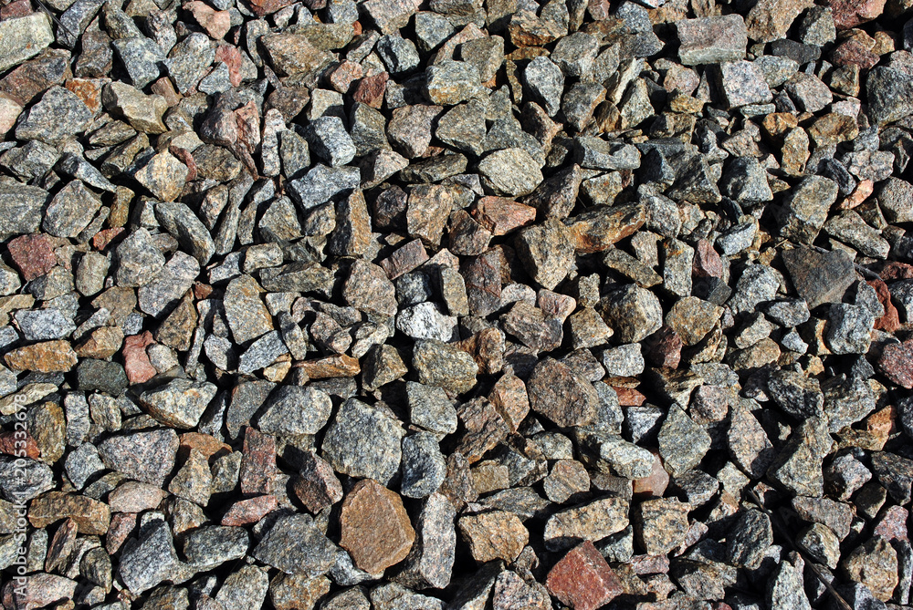 Colorful crushed stones, background texture, top view