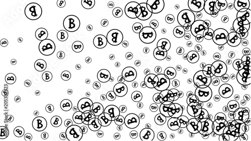 Black Bitcoins on White Background