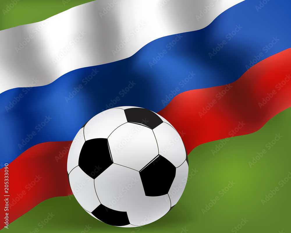 Football 2018 world championship cup.Background in Russia flag colors Football 2018 world championship cup.Background in Russia flag colors