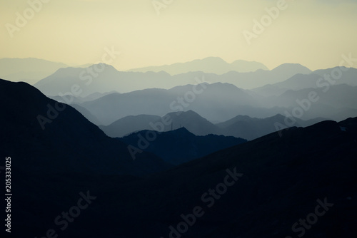 mountain ranges,silhouette and layers