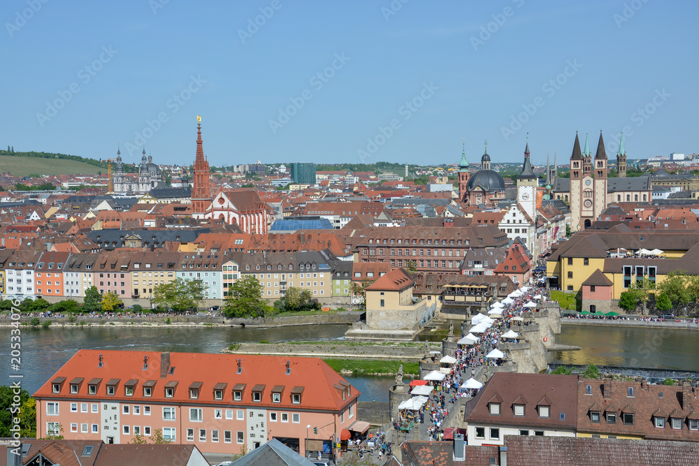 Obraz premium Aerial view on Wuerzburg with the 