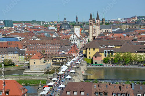 Aerial view on Wuerzburg with the 