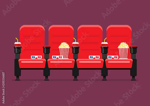 Red Cinema chairs vector illustration