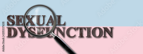 Tableau sur toile Concept Image of sexual dysfunction with Magnifying Glass