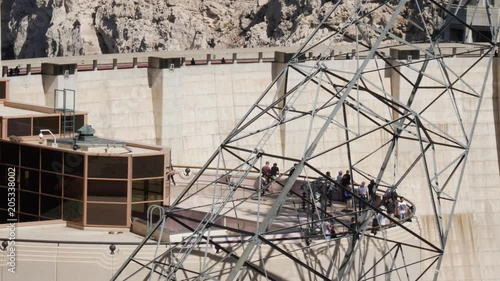 Visitors at Hoover Dam on sunny day  Nevada  USA