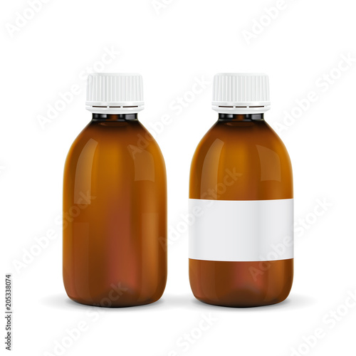 Medical bottle. Brown glass container