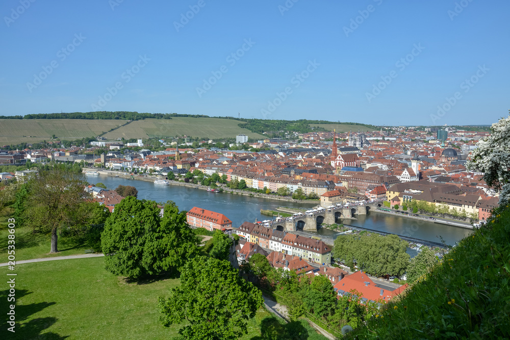 Aerial view on Wuerzburg with the 