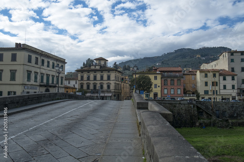 View of Pescia city from the bridge, Italy