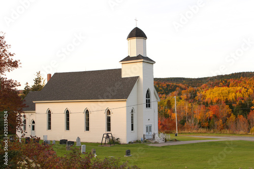 Ballantyne's Cove, Nova Scotia- Church of the Holy Rosary in the Fall photo