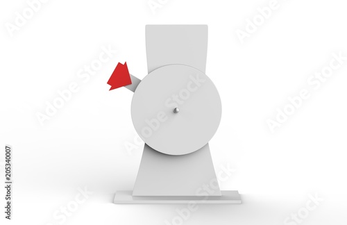 Spinning fortune wheel mockup on isolated white background, 3d illustration photo