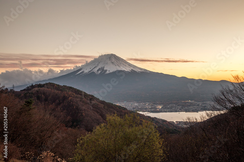 Mount Fuji on sunset days - Top view from mount.