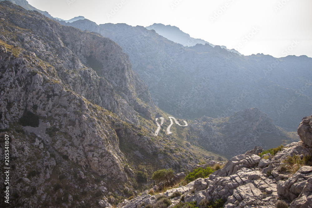 Winding road in mountains on Mallorca, Spain
