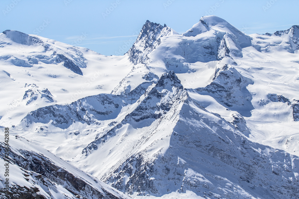 Naklejka premium The mountain range in Saas Fee, Switzerland