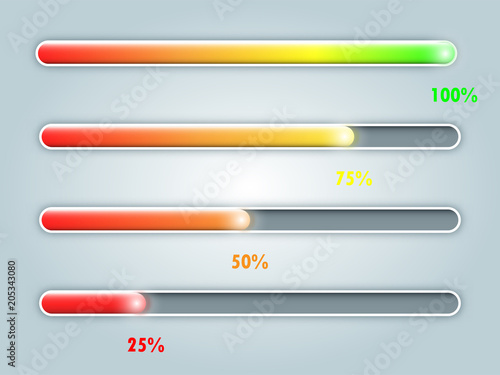 Bild auf Leinwand Four status of colorful download progressive bar in paper cut style for vector g