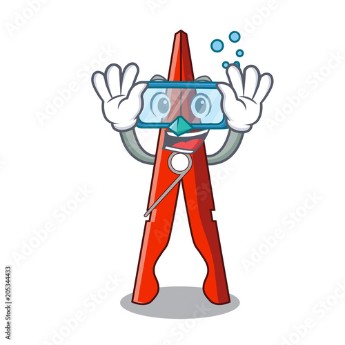 Diving clothes peg character cartoon