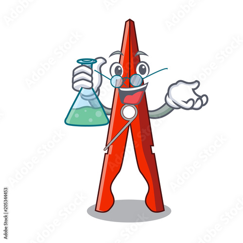 Professor clothes peg character cartoon