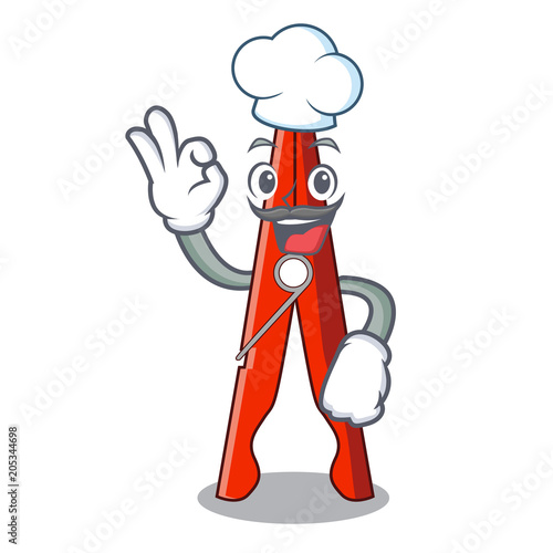Chef clothes peg character cartoon