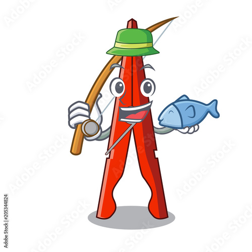 Fishing clothes peg mascot cartoon