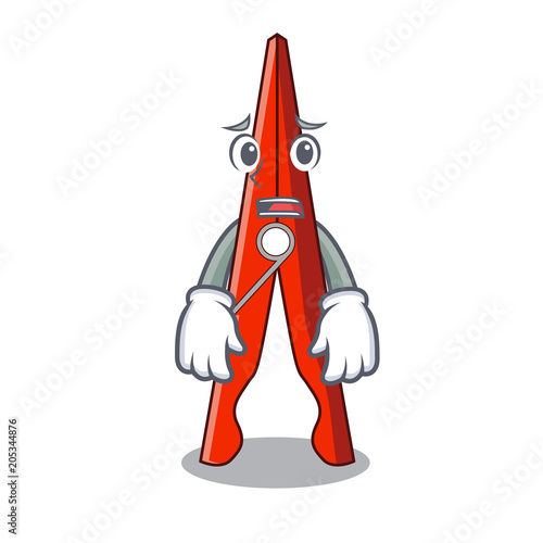 Afraid clothes peg mascot cartoon