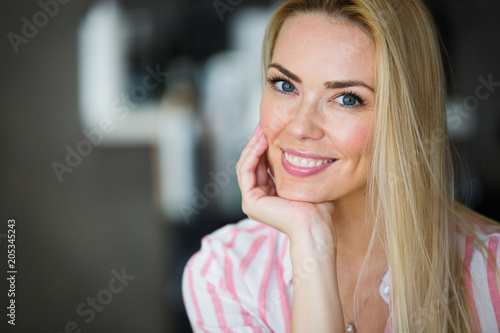 Close up portrait of beautiful young woman