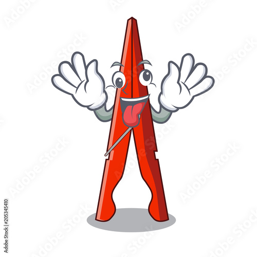 Crazy clothes peg mascot cartoon