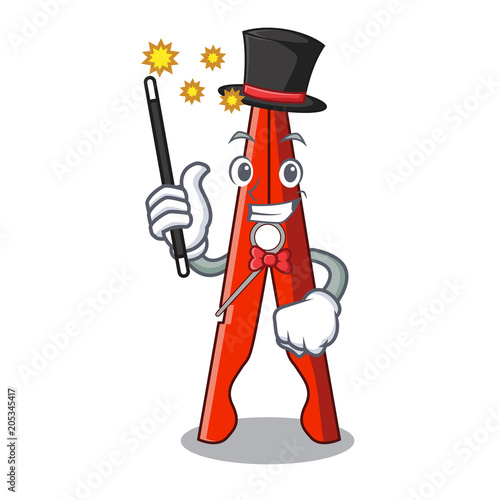 Magician clothes peg mascot cartoon