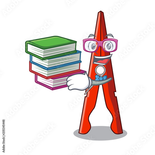 Student with book clothes peg mascot cartoon