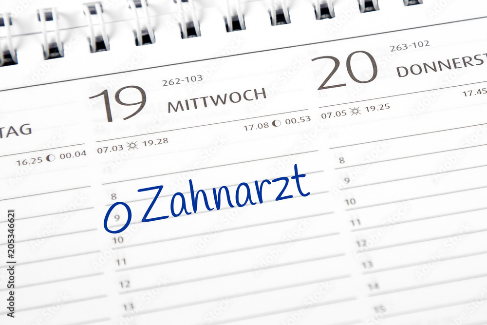Eintrag im Kalender: Zahnarzt Stock-Foto | Adobe Stock