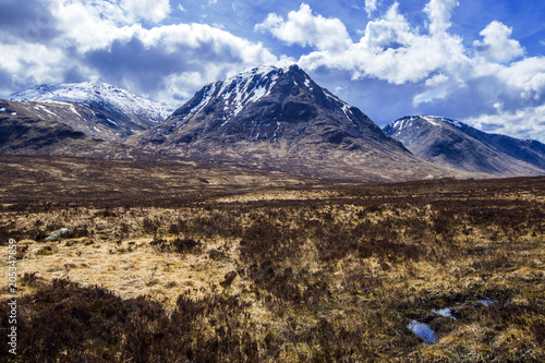 The great moorland in the divide between Geln Etive and Glen Coe. The peak is the famous mountain - Buachaille Etive Mor