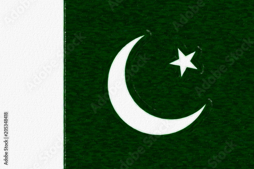 Watercolor flag of Pakistan, paper texture. Symbol of Independence Day, souvenir soccer game, button language, icon.